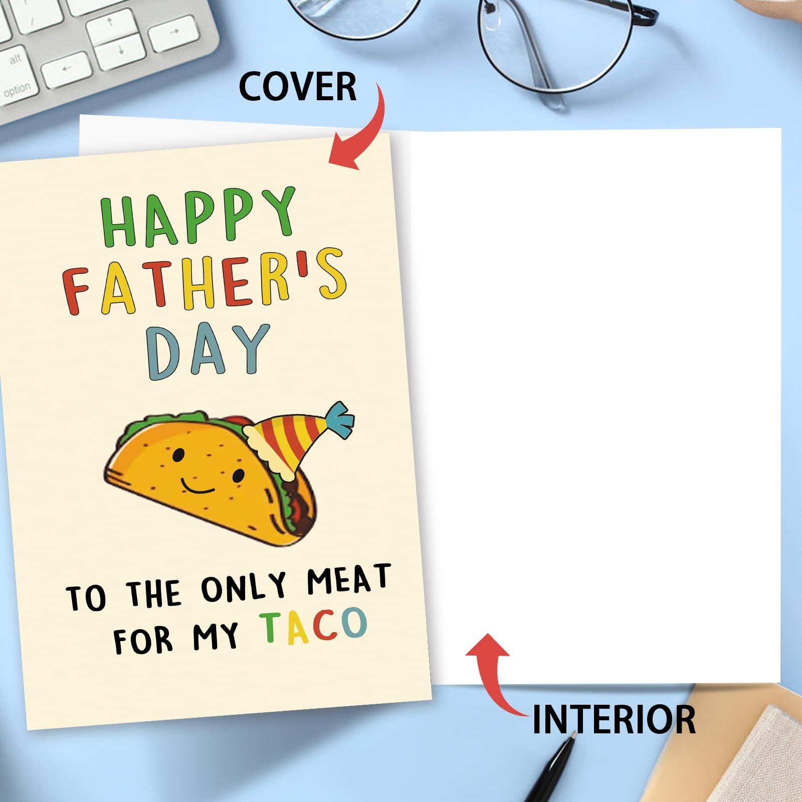BENNLOOS Lovely Taco Father’s Day Card for Dad, 1 Count (Pack of 1), red