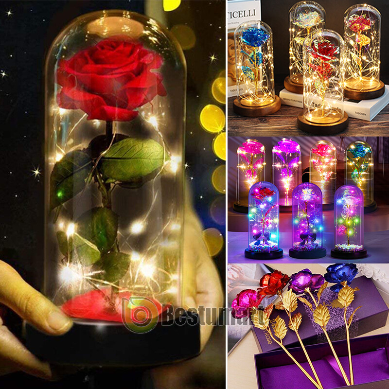 Crystal Galaxy Enchanted Rose LED Glass Forever Flower Home Decoration Gift Box