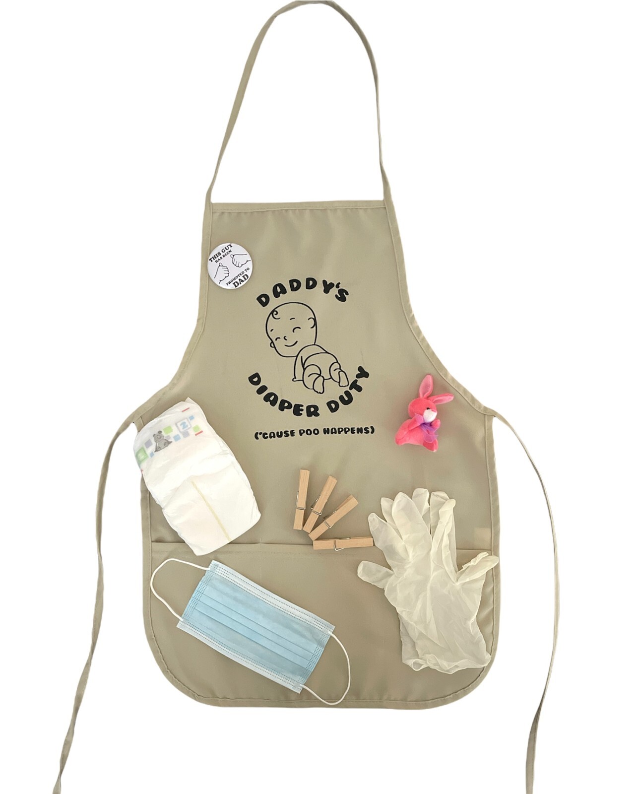 Daddys Diaper Duty Beige Apron Great Gift for New Dad to be