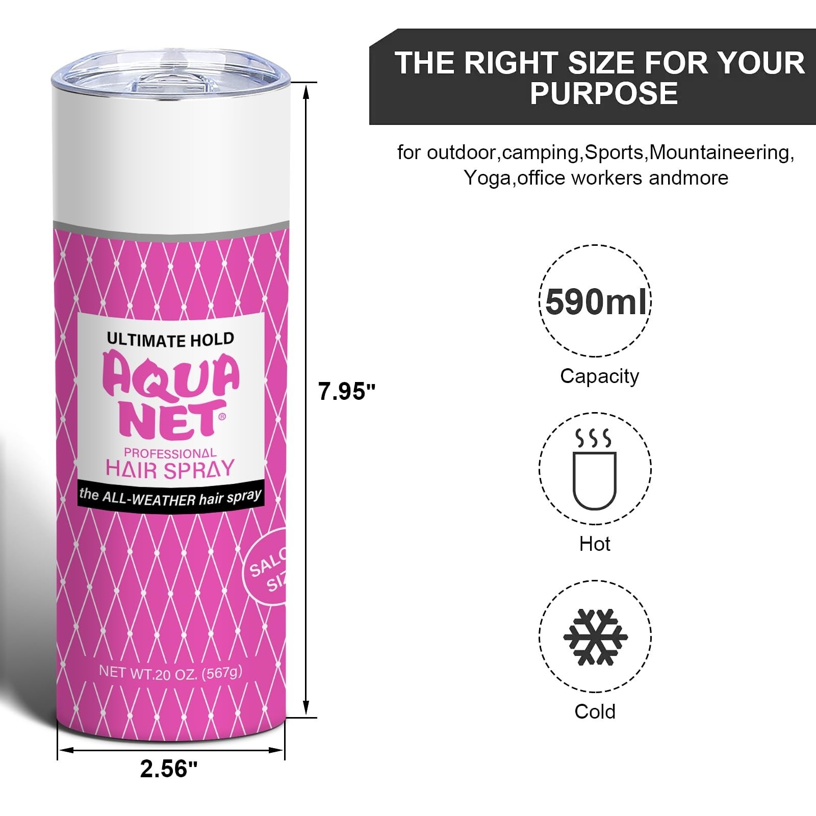 Funny Tumbler, Hairspray Tumbler 20oz Skinny Cup Gift for Women Interesting P…