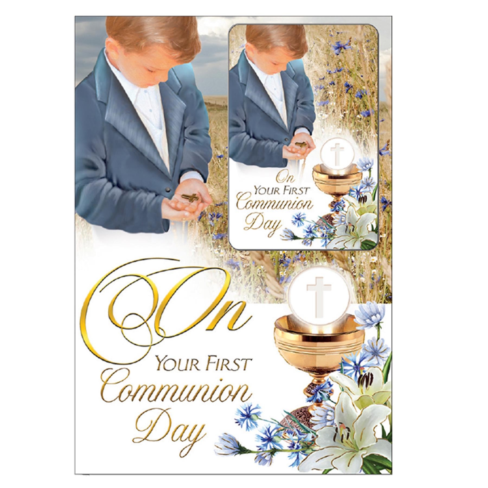 First Holy Communion Card and Envelope with Prayer card Gold Detail – C27607