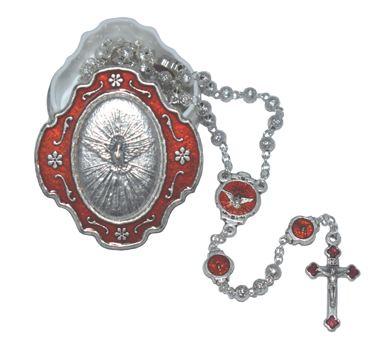 New St. Michael Confirmation First Communion Holy Spirit Rosary & Case Gift