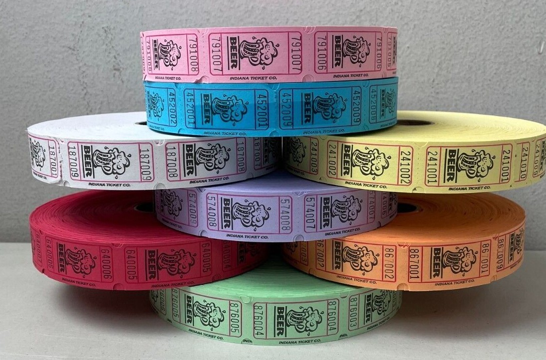 Beer Tickets Single Stub Roll of 2000 For Raffle Fun Fair Carnival Festival