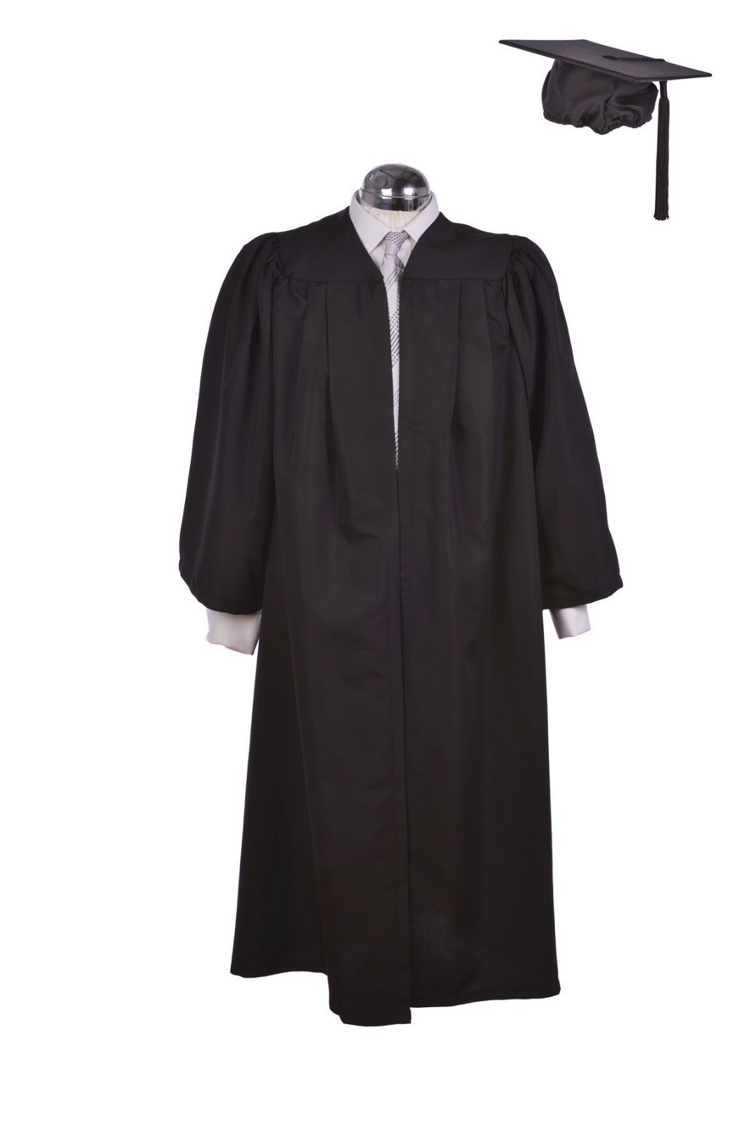 Adult Graduation Gown &Hat Black Mortarboard Set University Bachelor BA Cap Robe
