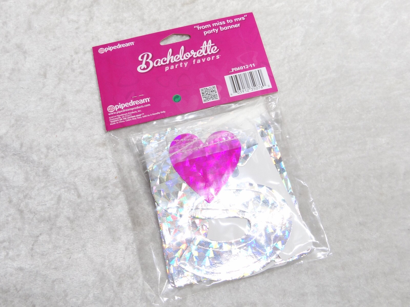 Pipedream Bachelorette Party Favor From Miss to Mrs Banner Iridescent PD6012-11