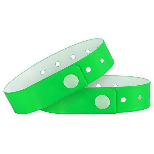 Ouchan Plastic Event Wristbands Neon Green – 500 Pack Vinyl Wristbands for
