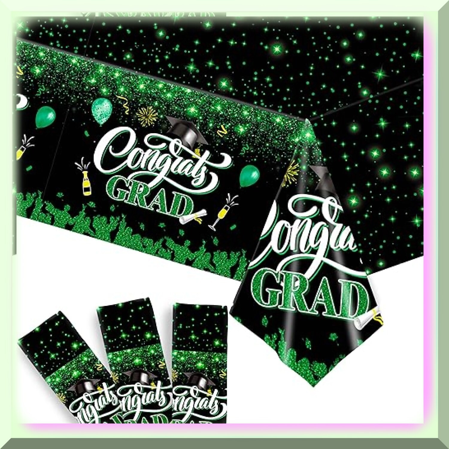 Vibrant Green Graduation Table Cover 108×54 Inches Pack of 3