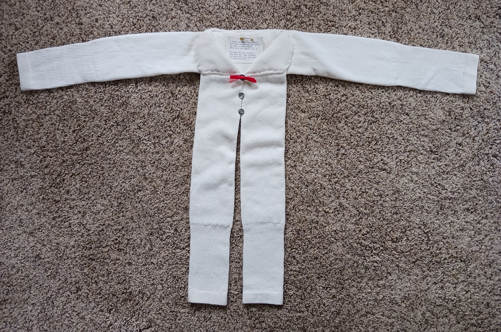 Vintage ‘LONG JOHNS’ Homemade NOVELTY GAG GIFT made from Mens Socks with Poem