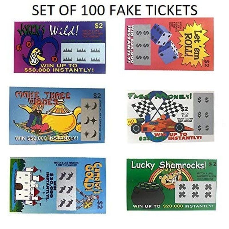 100 Fake Lotto Lottery Tickets Prank Joke – Funny Novelty Gag Joke