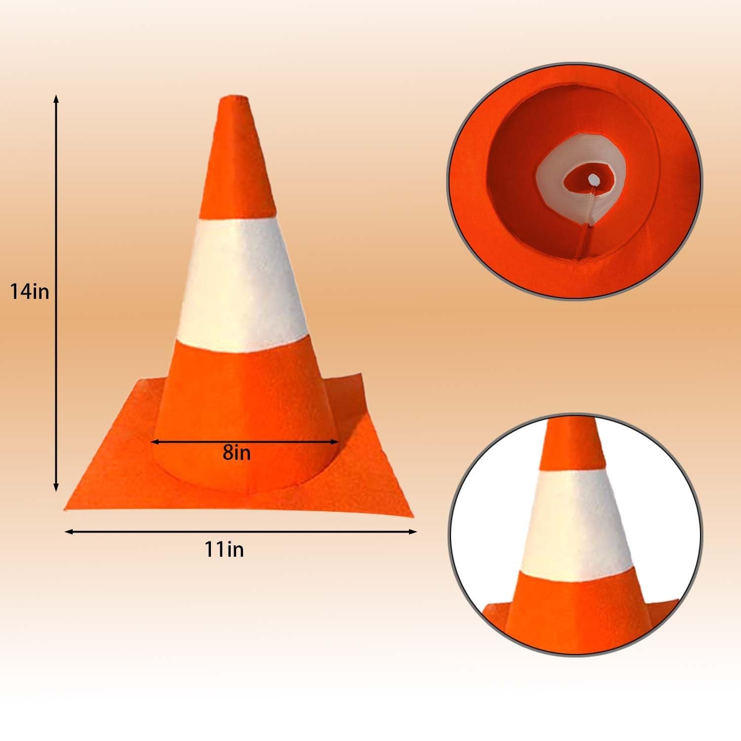 Orange Traffic Cone Hat for Adults – Halloween Costume Accessory for Men & Women
