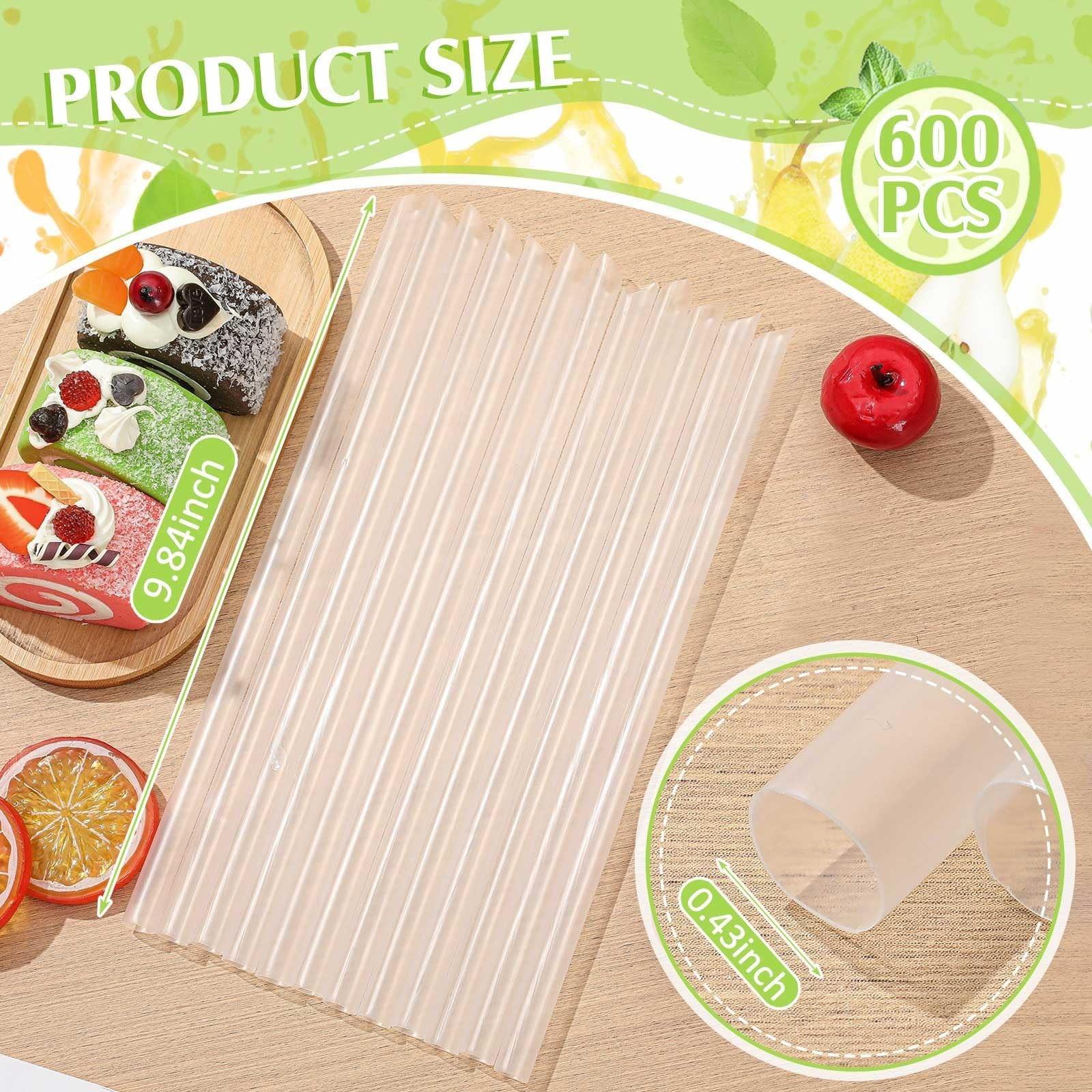 Tessco for you 600 Pcs 9.84 Inch Jumbo Smoothie Straws Bulk 10 mm Large Plast…