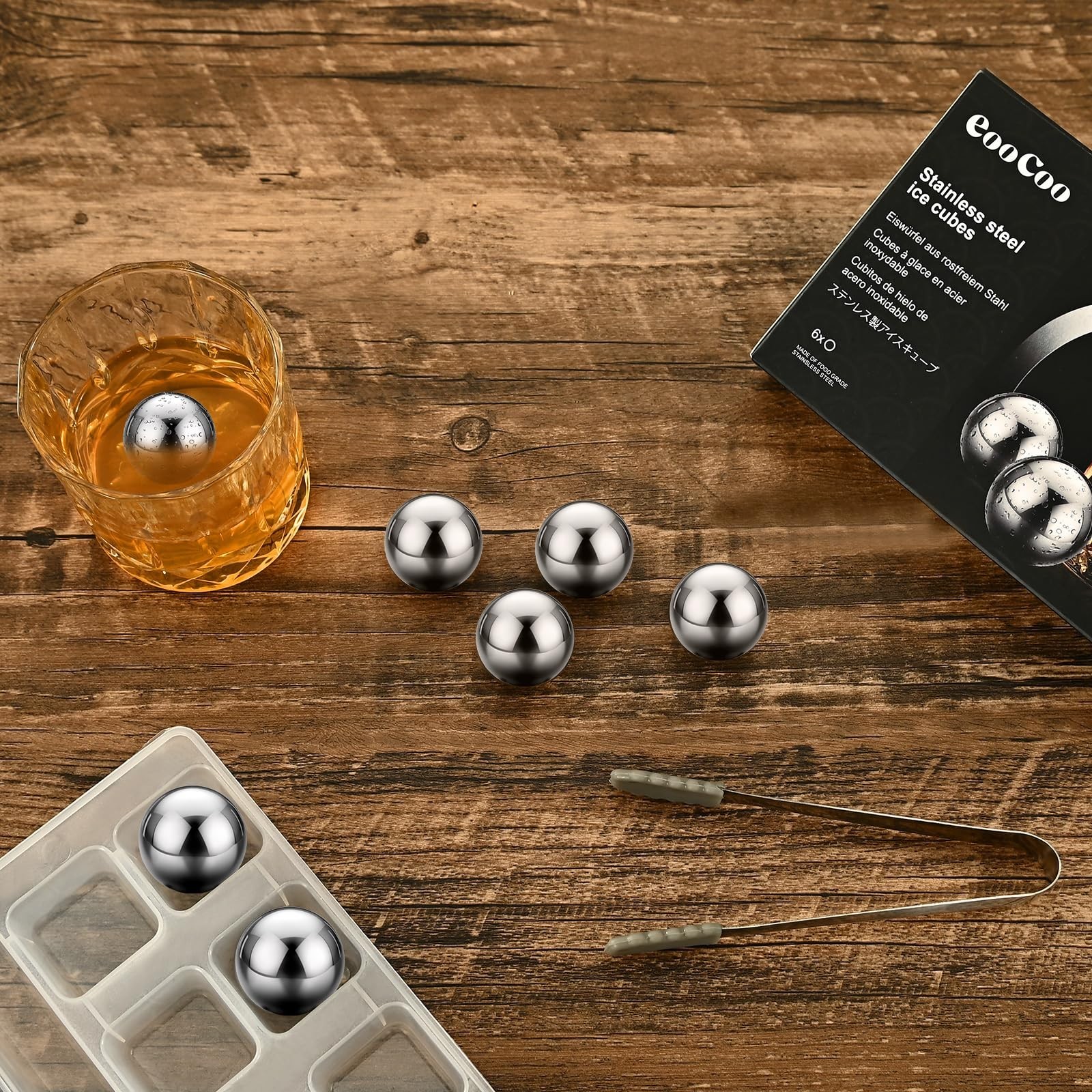 EooCoo Stocking Stuffers for Men, 6 Pack Reusable Whiskey Stones Set, Stainle…