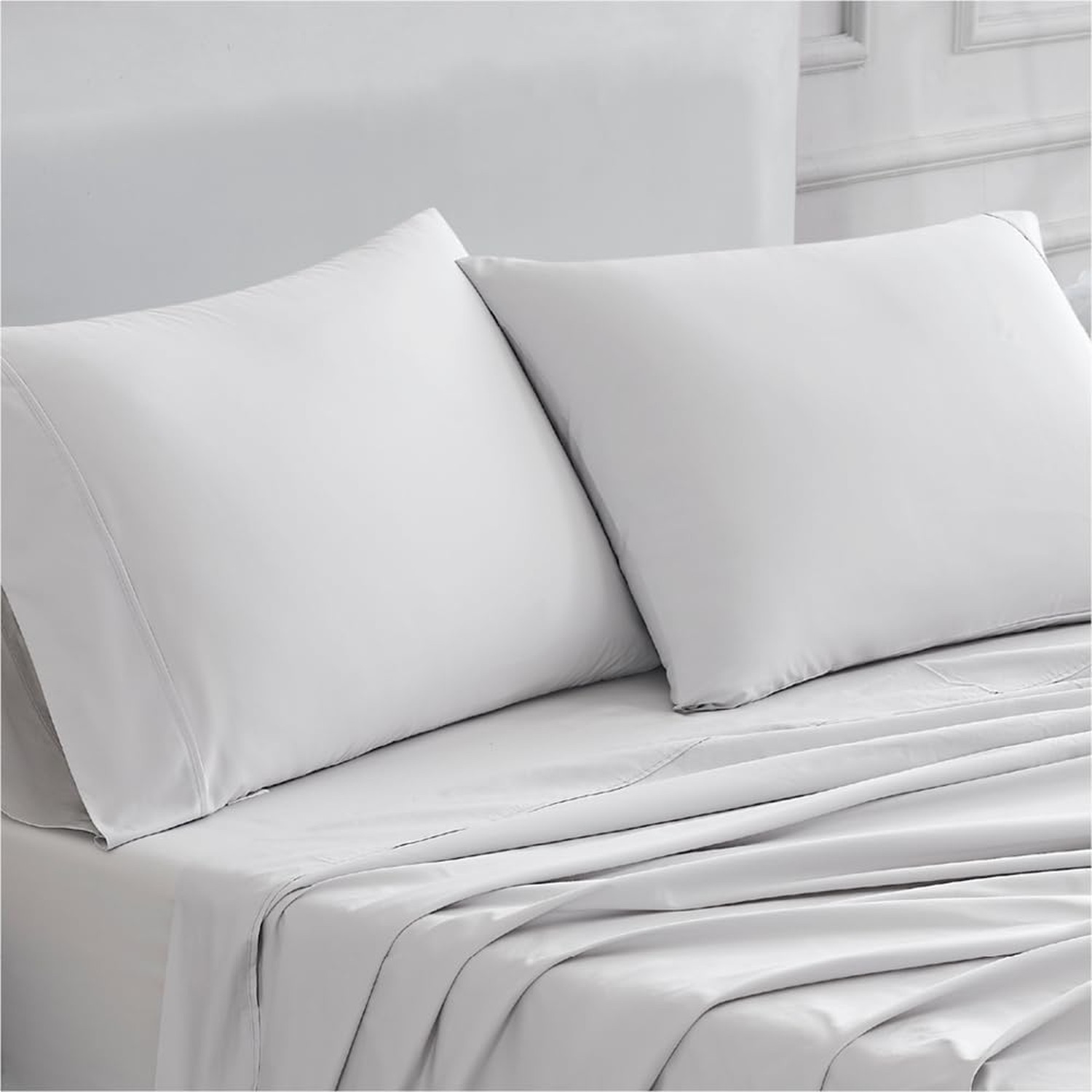 Linen Closet 100% Cotton Pillow Cases Standard Size Set of 2, Light Gray, 400…