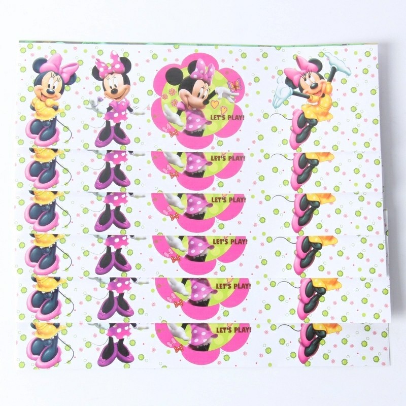 12 Pcs Set, Minnie mouse water bottle labels Kids Birthday Party Supplies