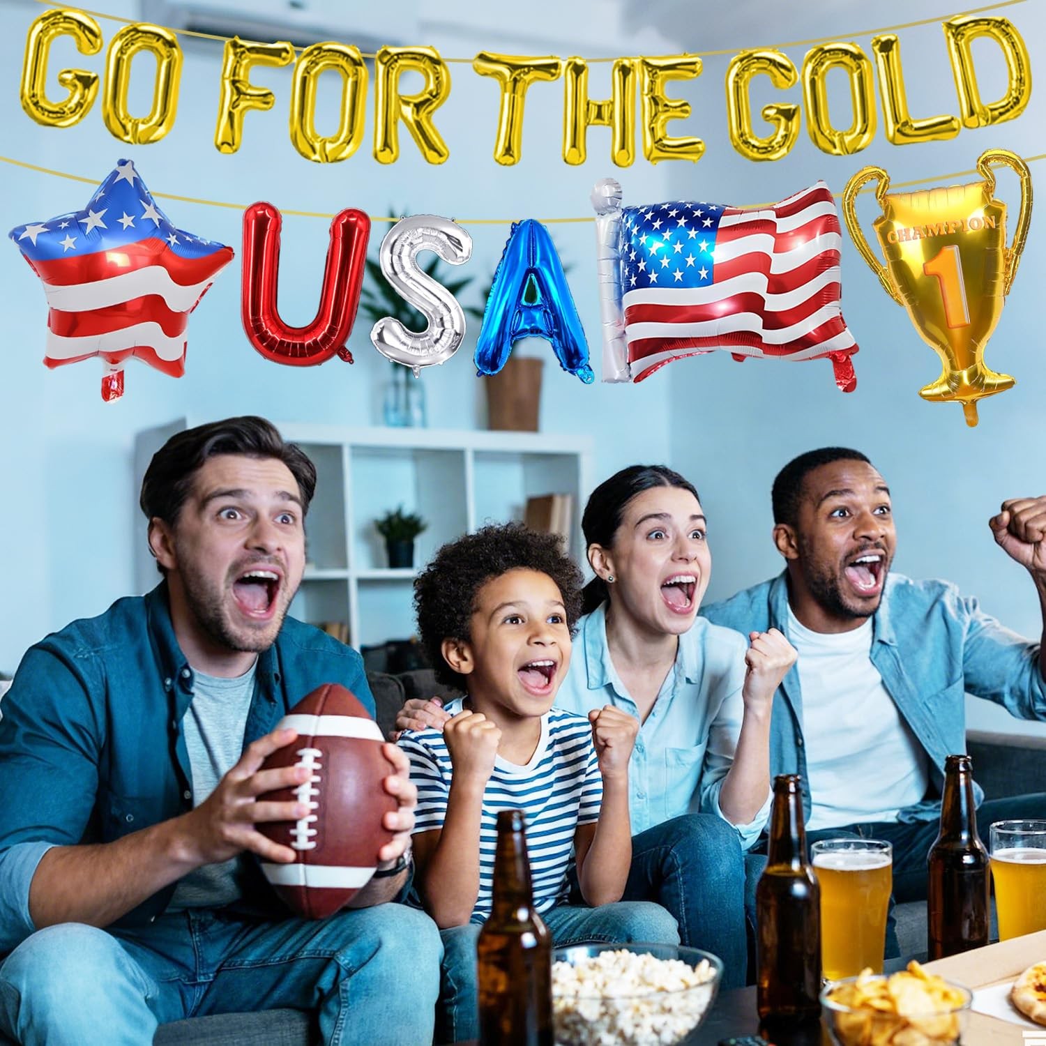 GO FOR THE GOLD Sports Balloons 2026 World 22 inches, Red, Silver, Blue, Gold