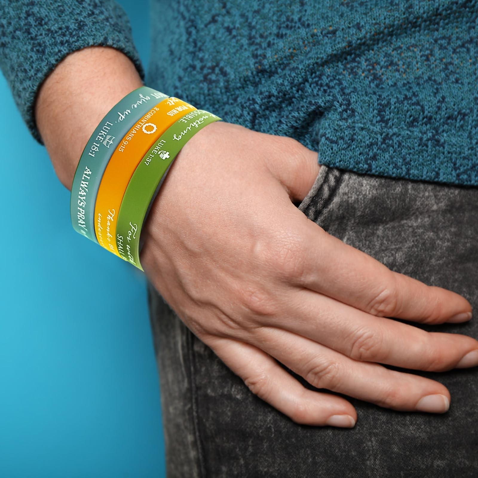 300 Pcs Religious Silicone Wristbands Bulk 15 Colors 20 Styles Bible Verse Br…