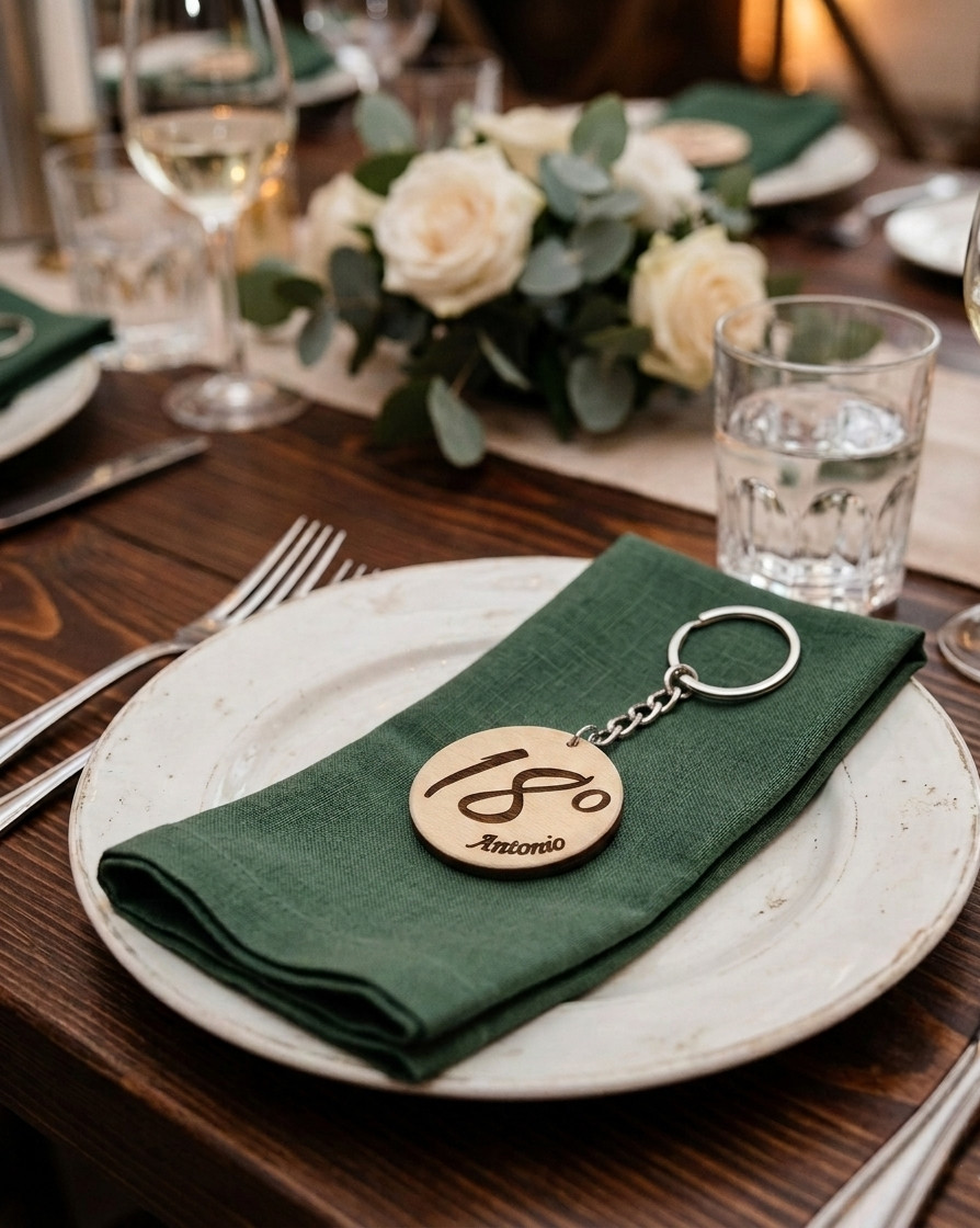 Personalized Wooden Keychain Laser Letter Number Place Card Party Favor 18th