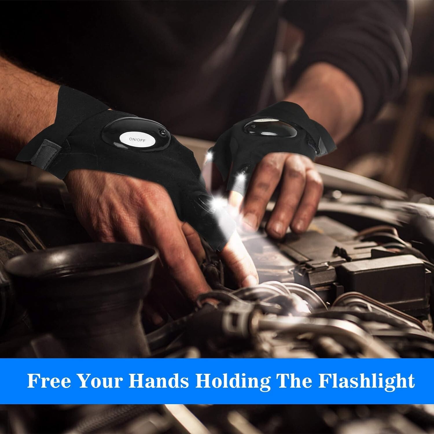Cool LED Flashlight Gloves Birthday Xmas Gadget Gift For Men Dad Him BF Son Boy