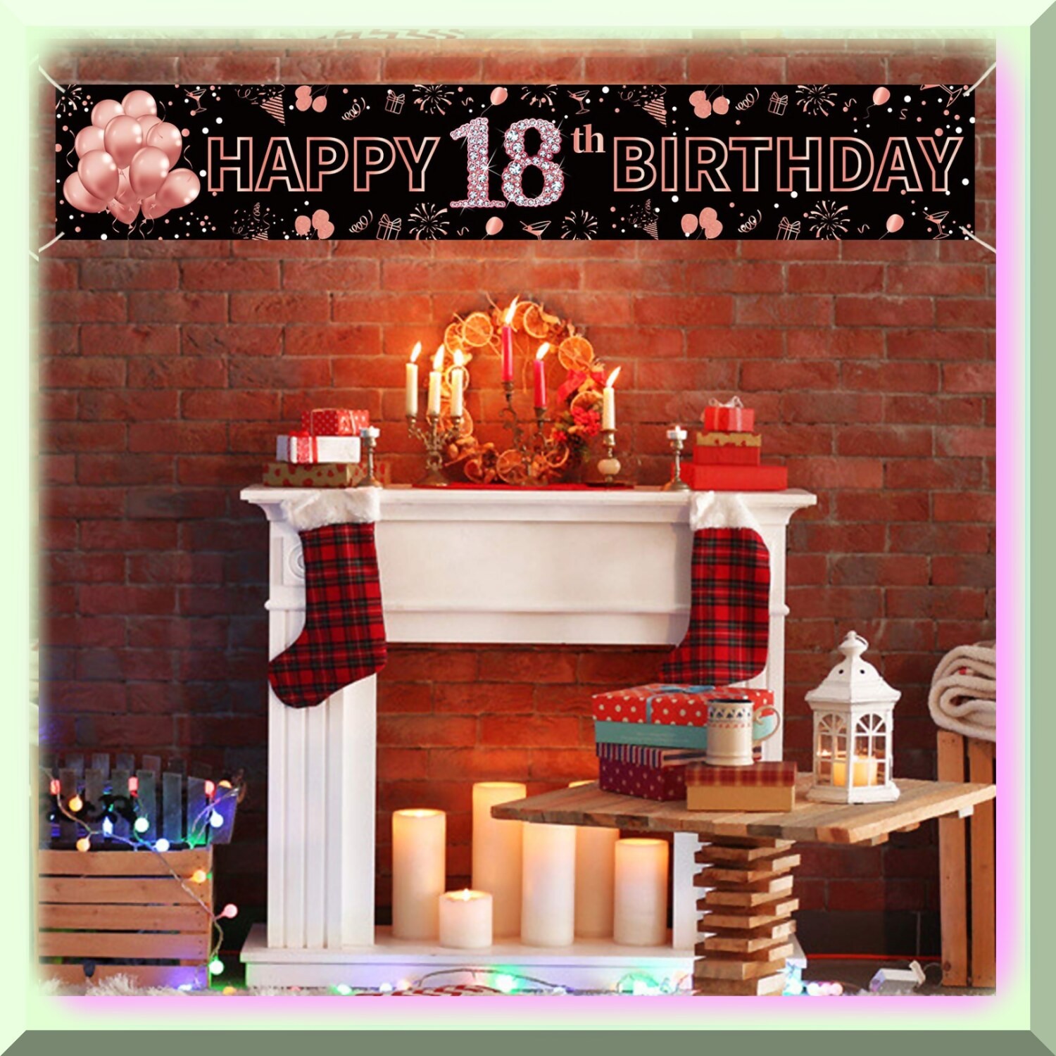 Rose Gold 18th Birthday Party Banner for Girls