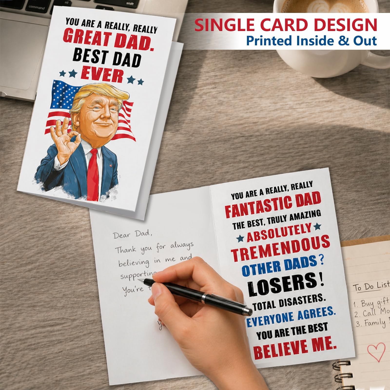 CoconutGo Funny Trump Father’s Day Card for Dad, 5.3 X 8 Inches, White