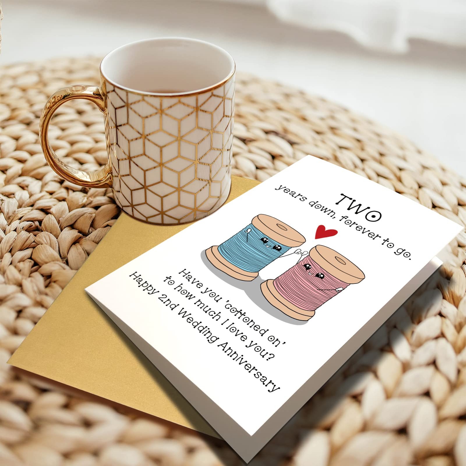 Chenive 2nd Anniversary Card for Husband 8.0 x 5.3 inches,