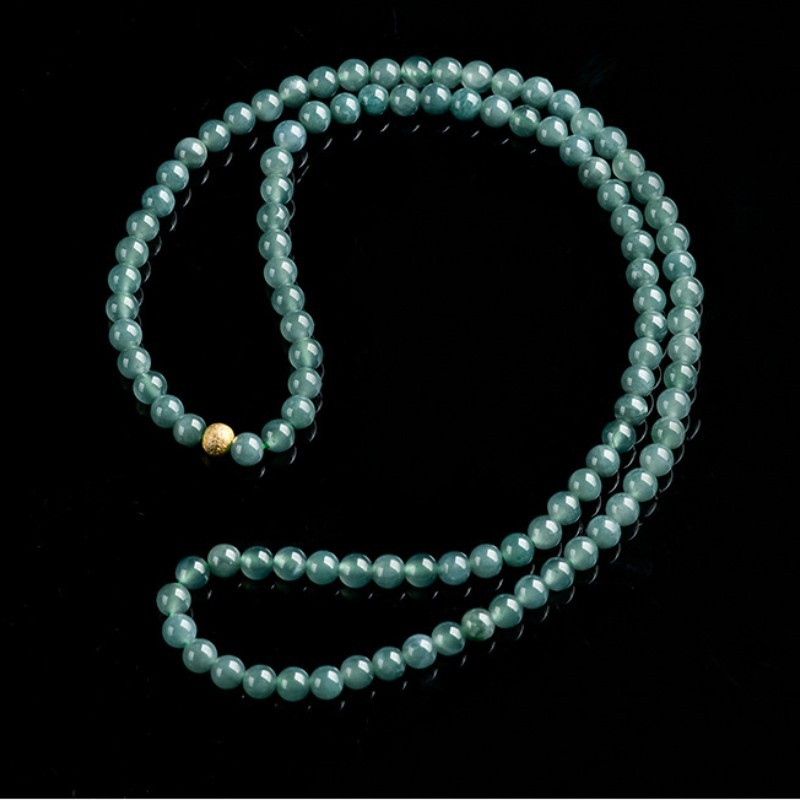 6mm Jadeite Round Bead Necklace Chain Healing Crystal Women Men Jewelry Gift 22″