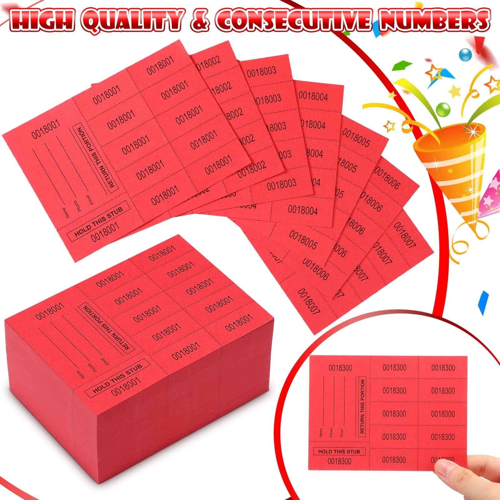 300 Sheets Red Raffle Tickets Hold This Stub 10 Bid Numbers Silent Auction