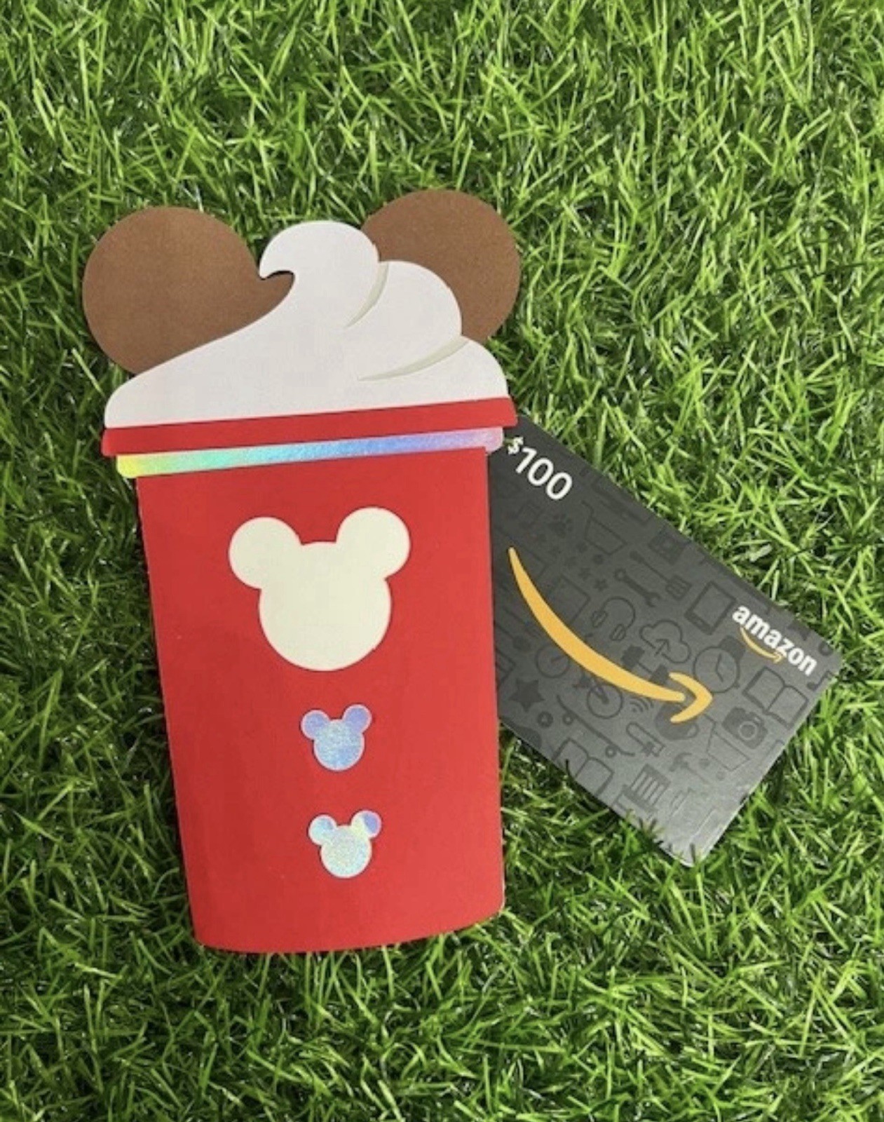 Disney Inspired Mickey Tall Coffee Cup Gingerbread Christmas Gift Card Holder