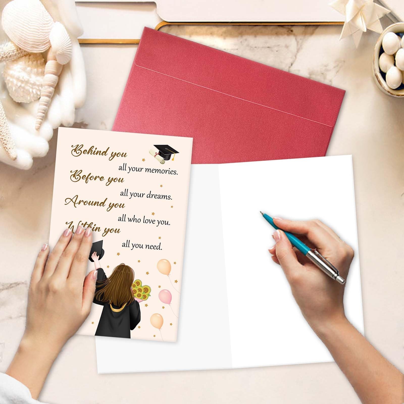hvdler Inspirational Graduation Card for 8 inches x 5.3 inches, Behind You