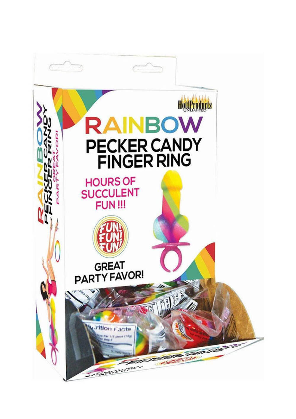 Rainbow Pecker Ring Pops – 12 Count