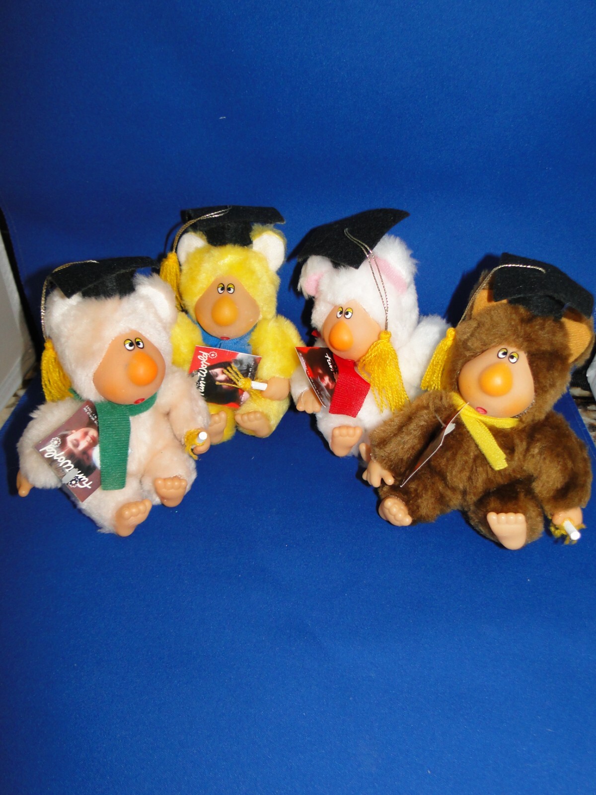 Rare Vintage Fun World Graduation Bear, Tan, White, Yellow or Brown, 6.5 ” tall