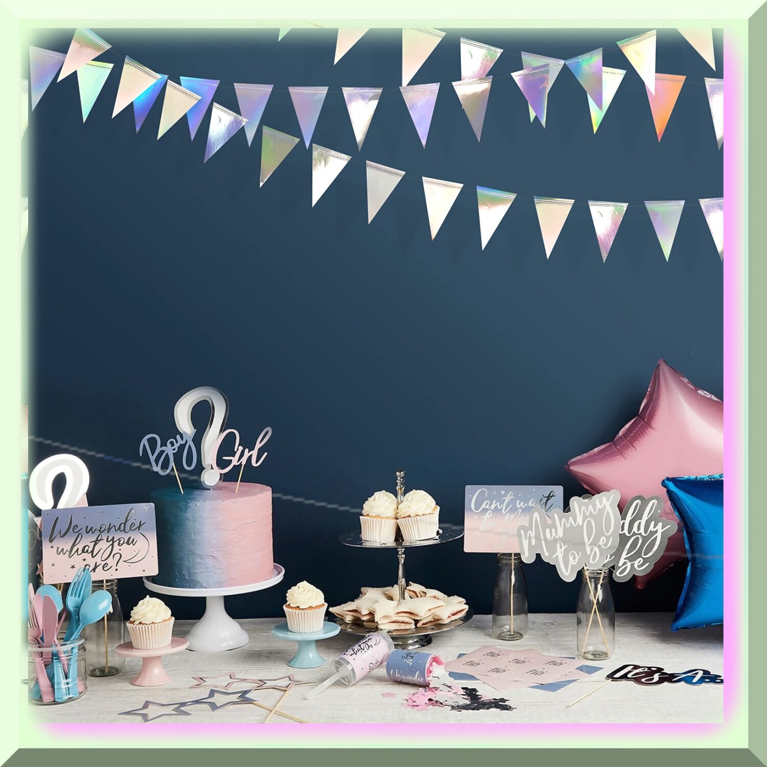 Iridescent Triangle Pennant Banner for Celebrations