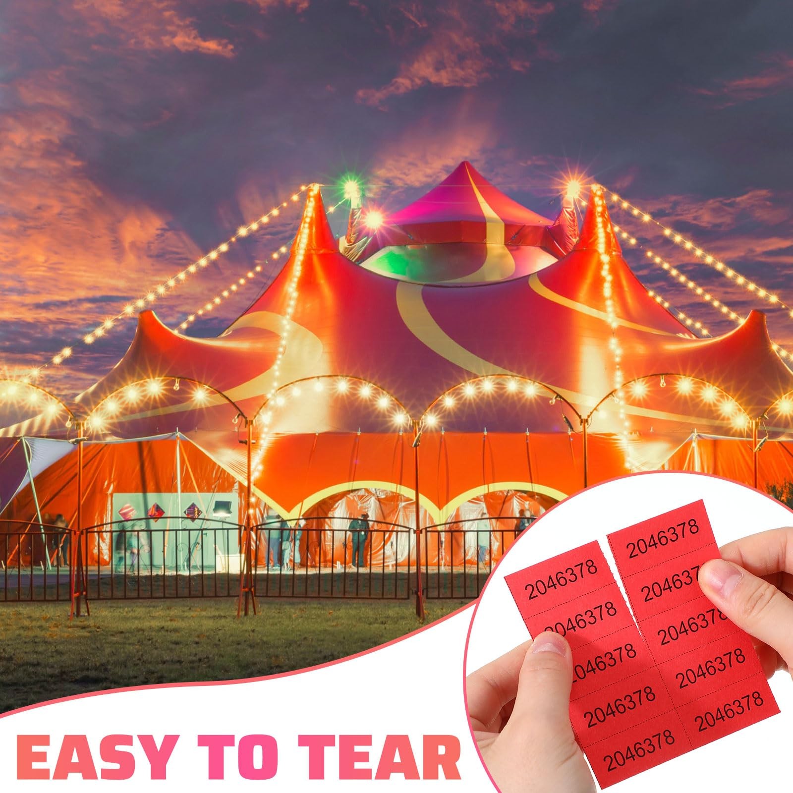 504 Sheets Raffle Auction Tickets w/ 10 Bid Numbers Silent Event Red