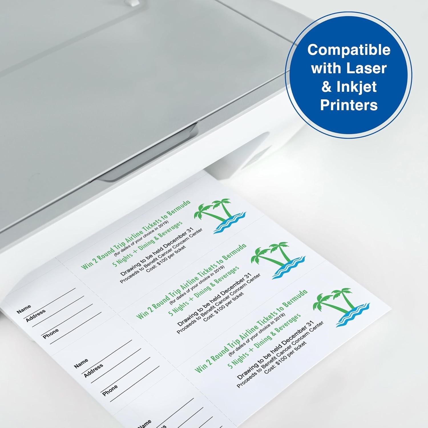 Eco-Friendly Raffle Tickets – 1000 Custom Tear-Away Stubs for Events, 250 Sheets