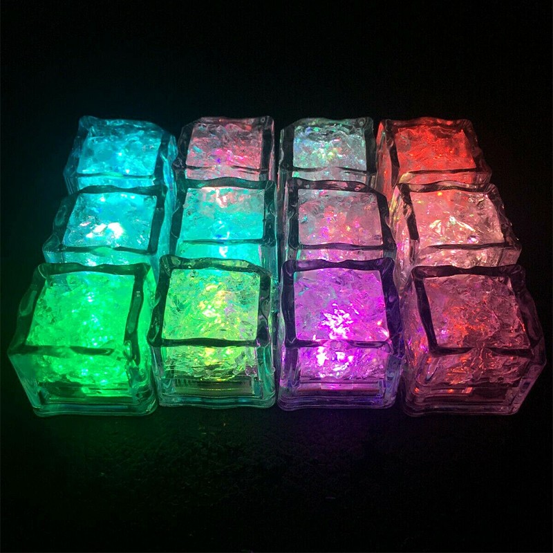 Waterproof Led Light Up Ice Cubes Multicolor Fast Flash Reusable Liquid Sensor