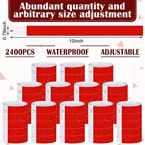 2400 Pack Neon Paper Wristbands Bulk – Waterproof, Lightweight, Adhesive – Red