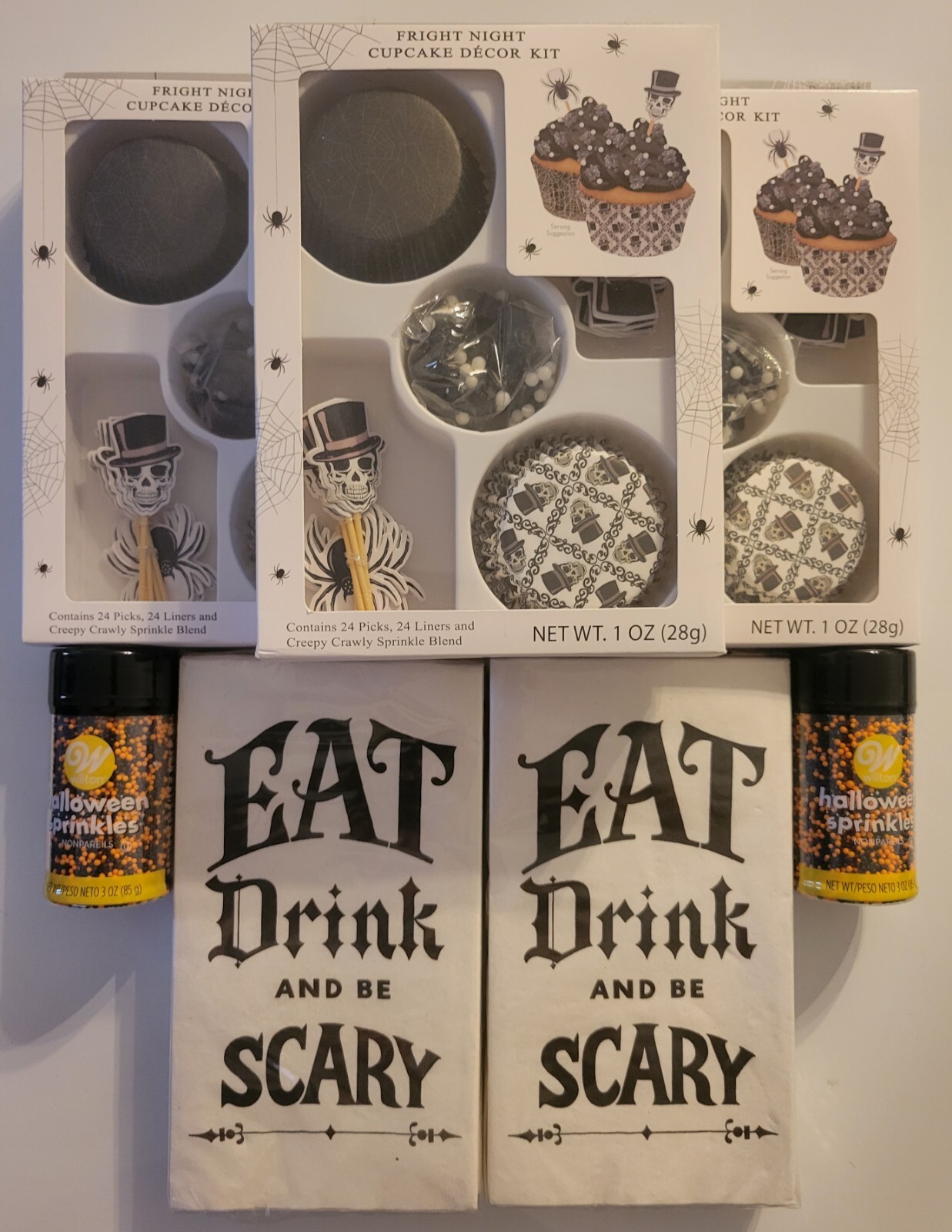 Fright Night Skulls and Spiders Halloween Party Cupcake Kit – NEW