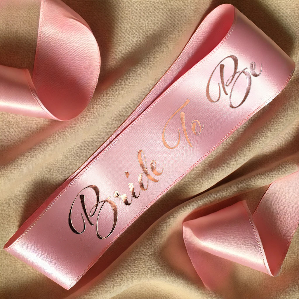 Bride To Be white and gold sash Party Decoration Personalise