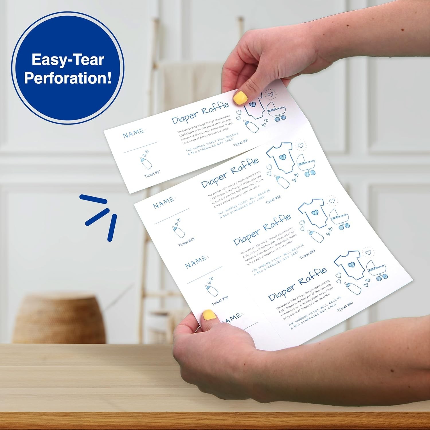 Eco-Friendly Raffle Tickets – 1000 Custom Tear-Away Stubs for Events, 250 Sheets
