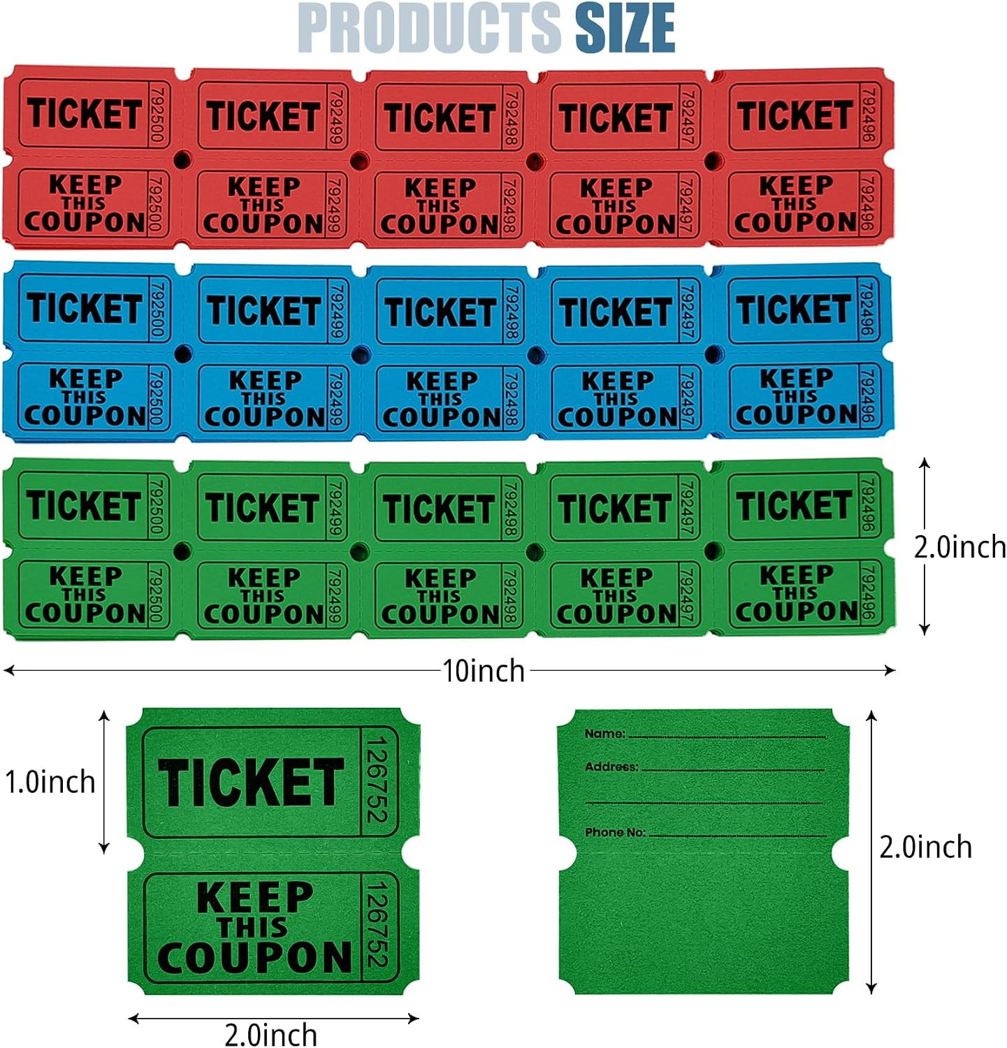 100 Green Raffle Tickets Double, 50/50 Raffle Tickets for Carnivals Events En…