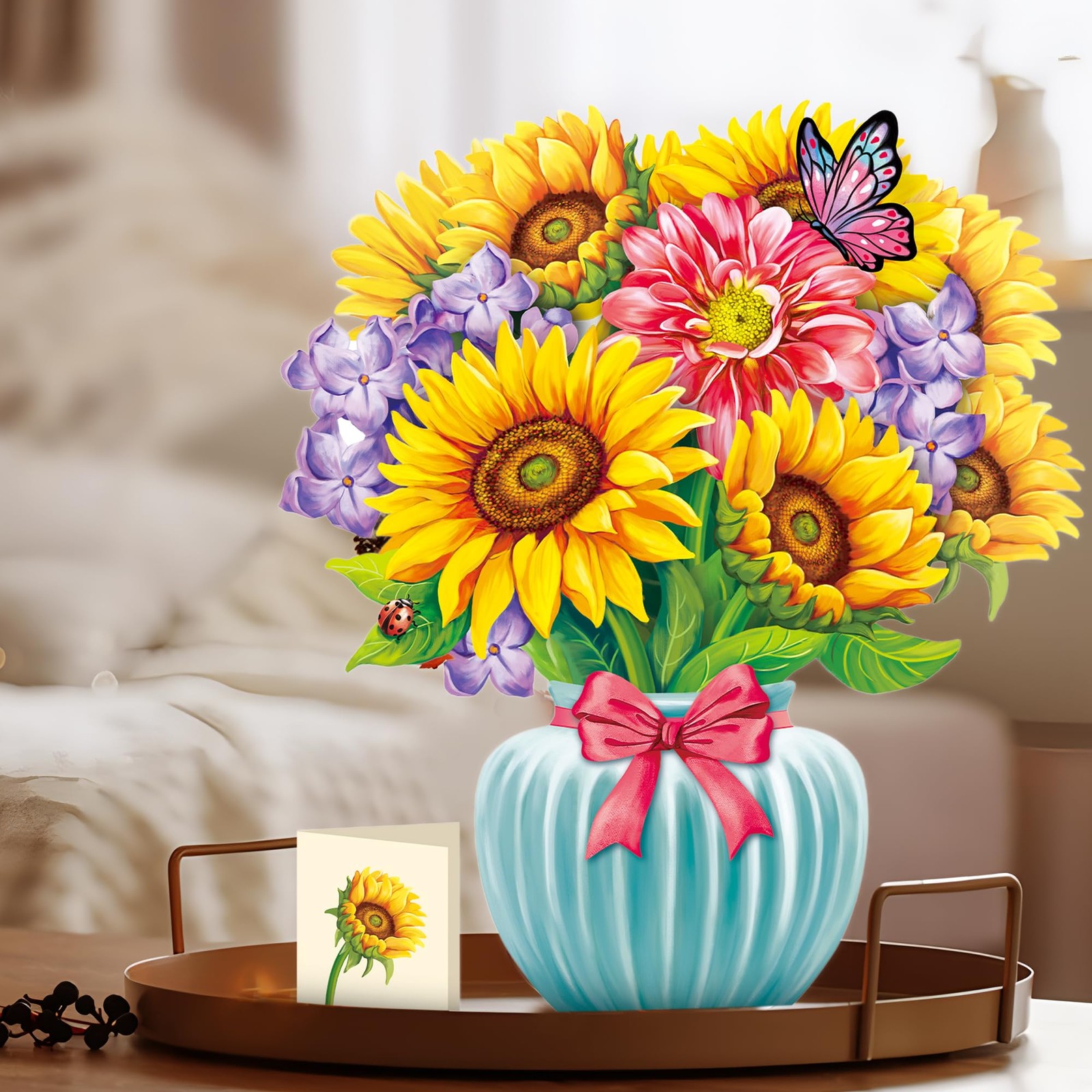 Airpark Pop Up Flower Bouquet Card for Women, 3D 5×7 inches, multicolor