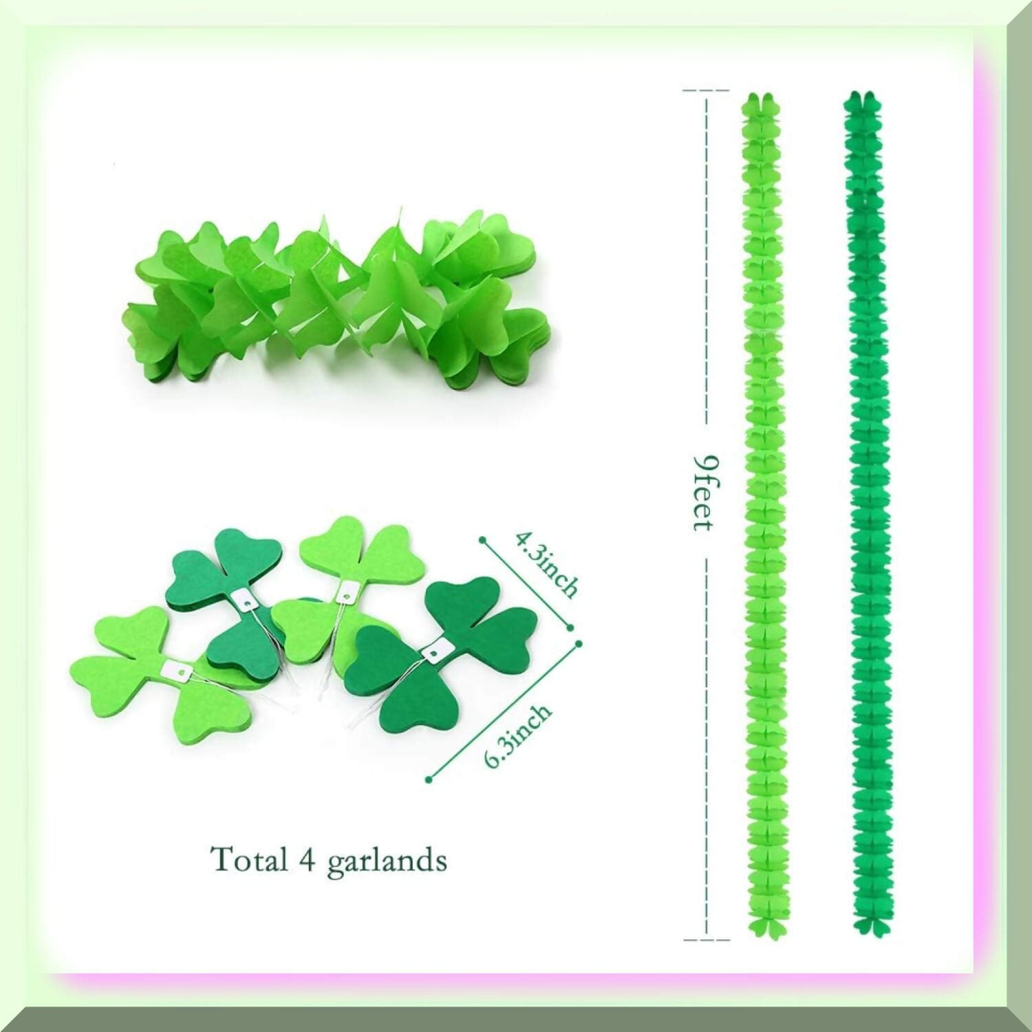 Vibrant Green Tissue Paper Garland for Celebrations