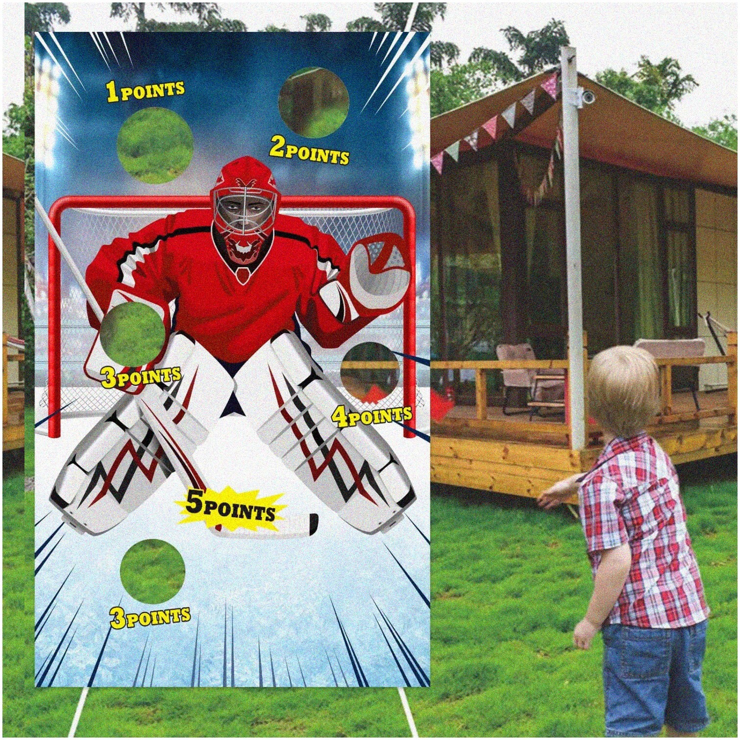 Ice Hockey Toss Game Decorations Banner