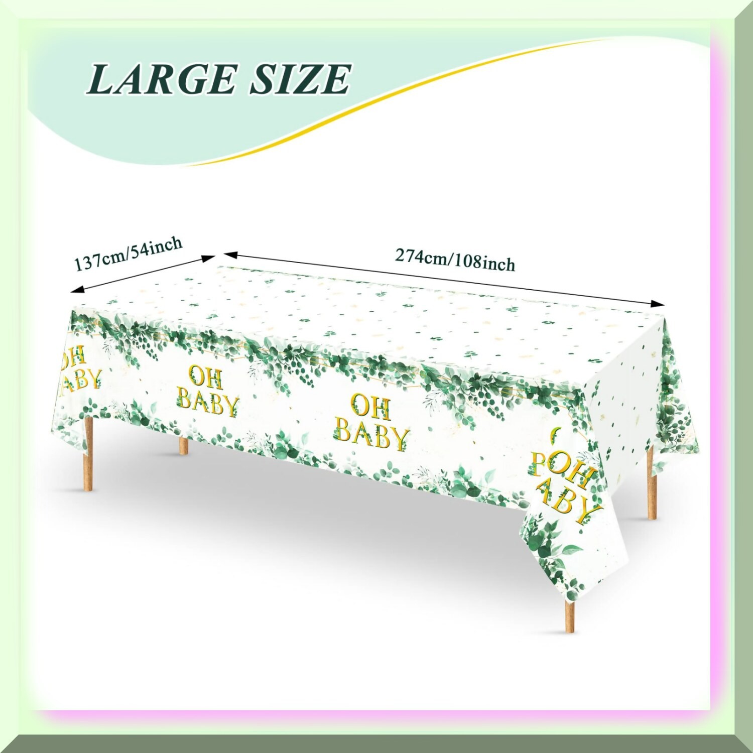 Three Greenery Waterproof Disposable Tablecloths for Baby Shower