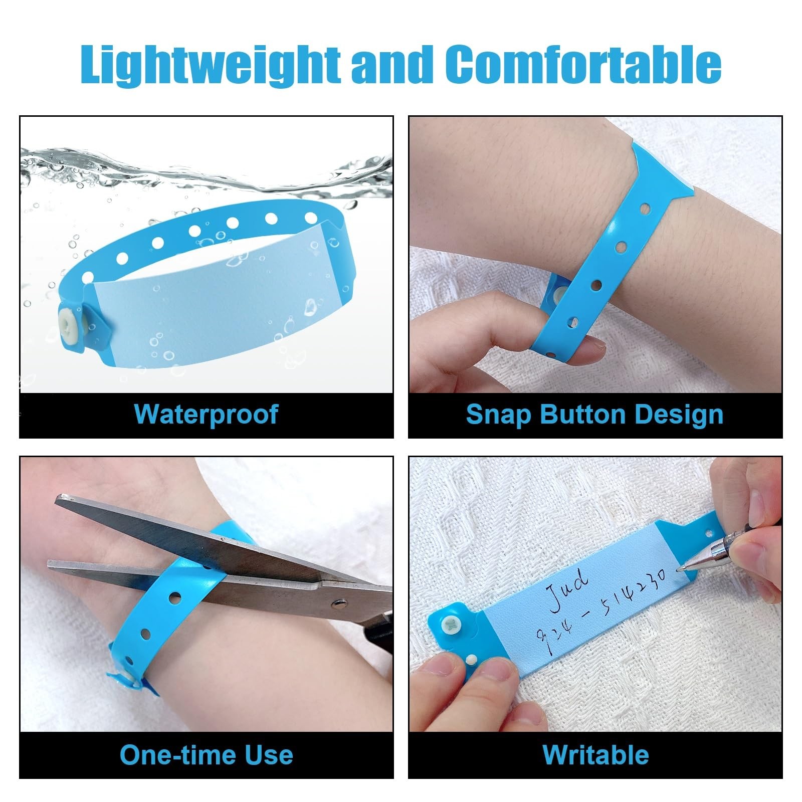 100pcs Vinyl Wristbands Hospital Identification Bands,Waterproof Adjustable M…