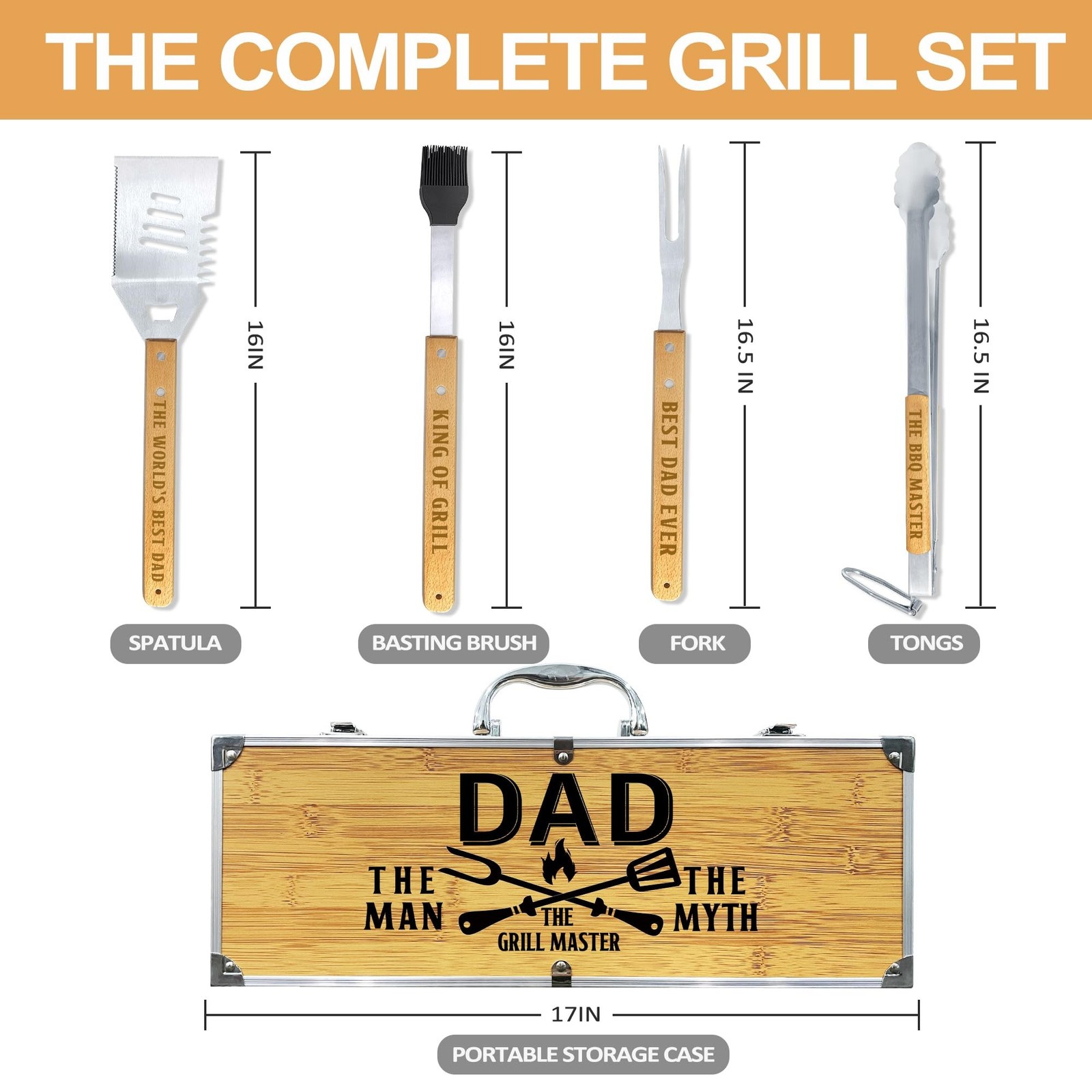 Dad Gifts from Daughter Fathers Day Heavy Duty Wooden BBQ Grilling Accessorie…