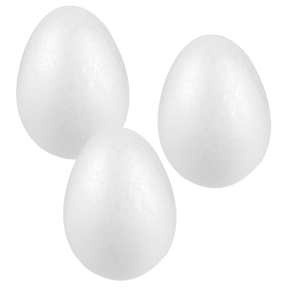 3Pcs Durable Foam Craft Eggs White for Easter Halloween Christmas Decor DIY