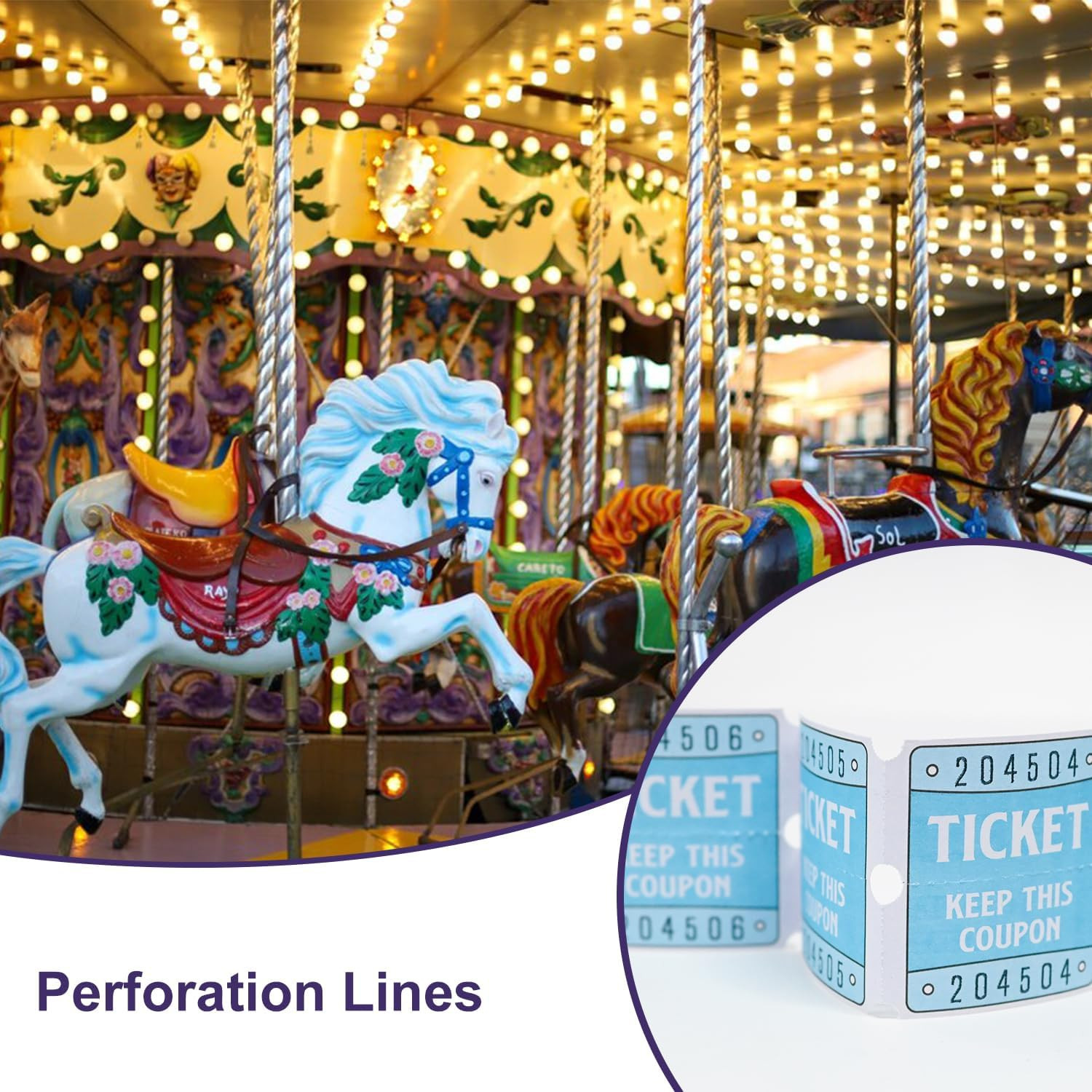 250 Raffle Tickets, 50/50 Double Roll Tickets for Raffles, Carnival, Door Prizes