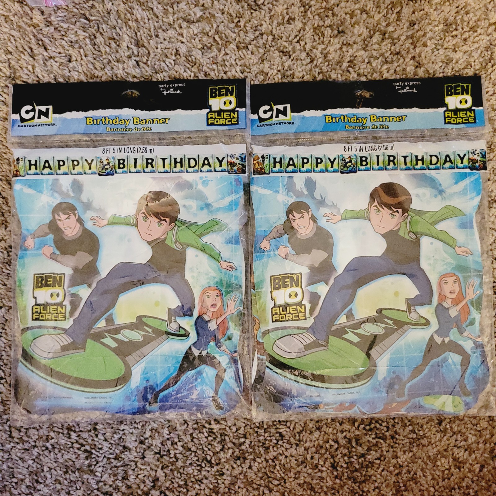 Lot 2 Cartoon Network BEN 10 ALIEN FORCE Happy Birthday Banner 8ft Decorations