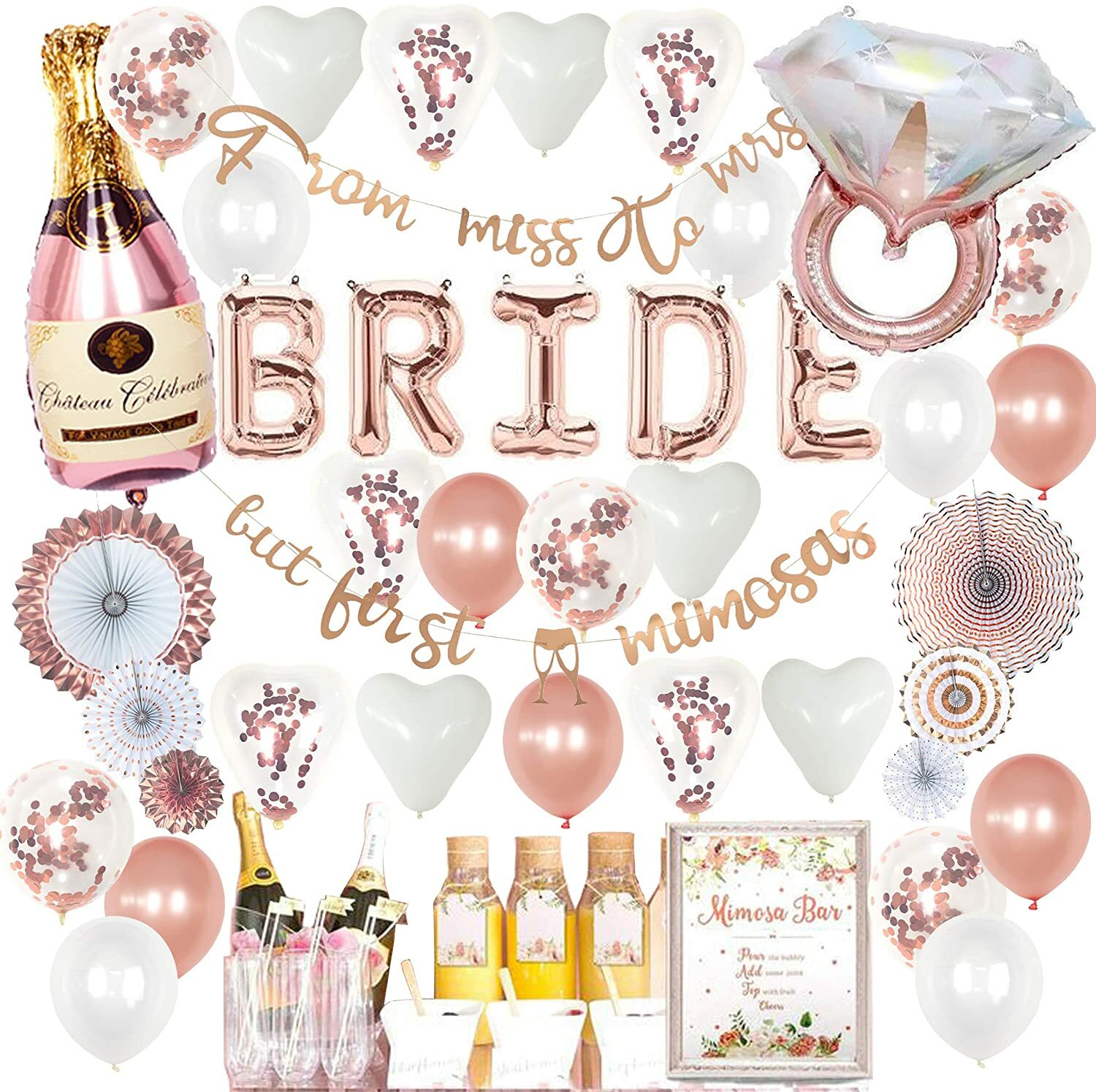 VIDAL CRAFTS Rose Gold Bridal Shower Decorations, Bachelorette Party Decor